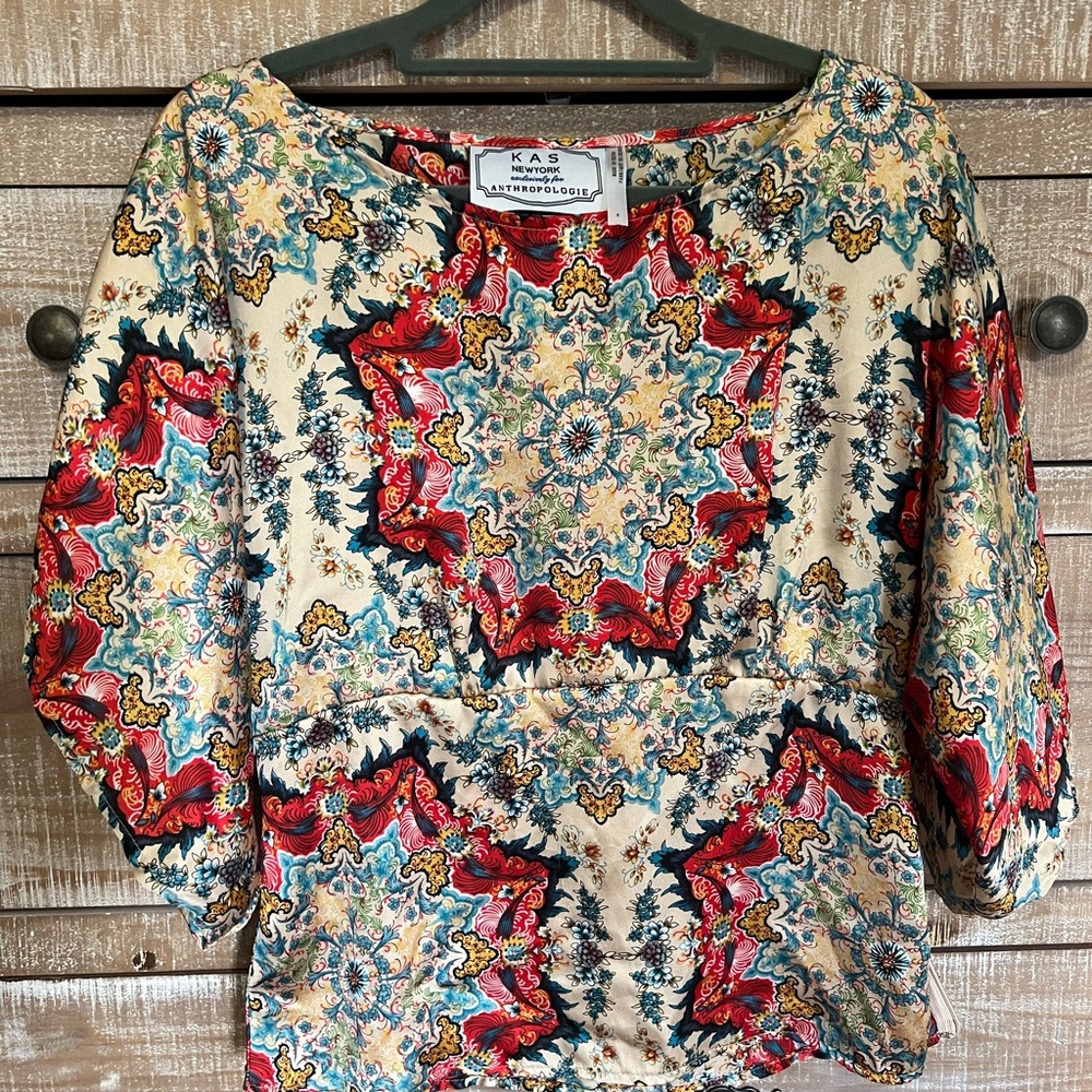 Anthropologie KAS New York Winterstar - Floral Kimono Sleeve Blouse
